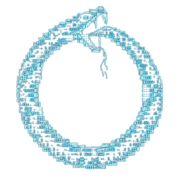 DEAD LOOP mark — an ASCII ouroboros consuming its own tail